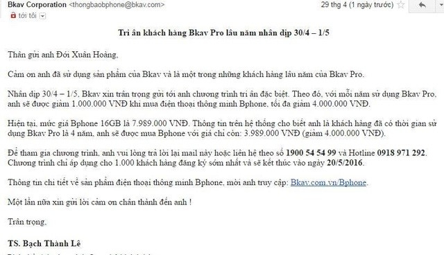 Bphone giam gia 4 trieu dong cho mot so nguoi dung hinh anh 1