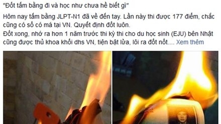 Hình ảnh đốt bằng du học Nhật được Hung đăng trên trang cá nhân mới đây