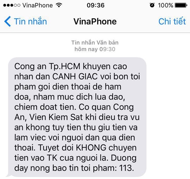 Cong an gui tin nhan nhac nguoi dan canh giac toi pham hinh anh 1