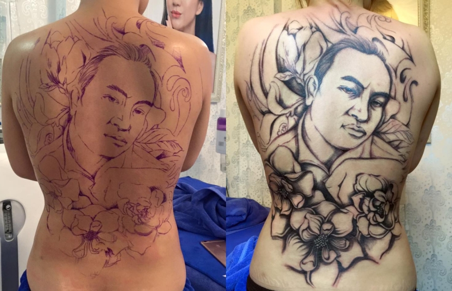 Cô vợ xăm hình chồng kín lưng vì... sợ bị ghen