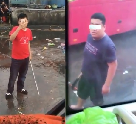 Tên N. (ảnh phải) đang bị tạm giữ để điều tra. Ảnh cắt clip