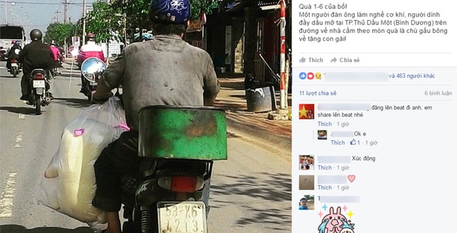 Ảnh cha lấm lem với quà cho con ngày 1/6 gây xúc động