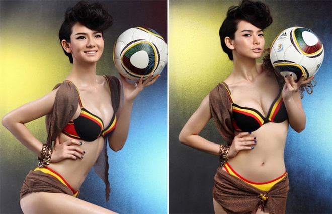 Mỹ nhân châu Á khoe hình thể với nội y phong cách bóng đá