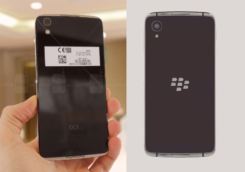 Hình ảnh mới lộ ra của BlackBerry Neon (phải) trông giống với mẫu smartphone Alcatel Idol 4 của TCL.