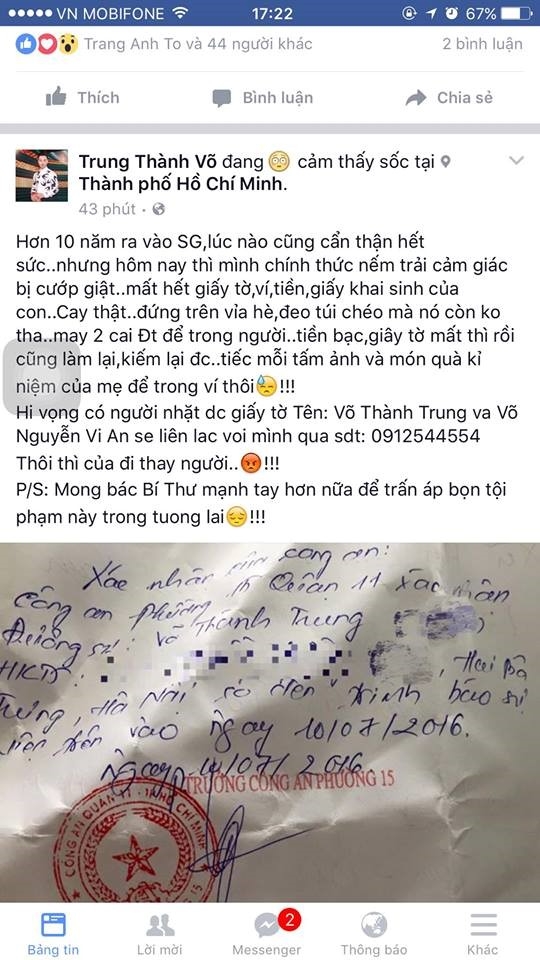 MC Thanh Trung bi giat tui xach o Sai Gon hinh anh 1