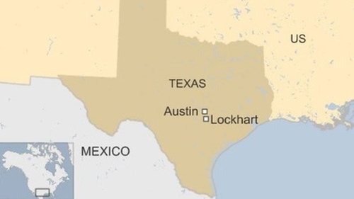 VỊ trí thành phố Lockhart, bang Texas, Mỹ. Đồ họa: BBC.