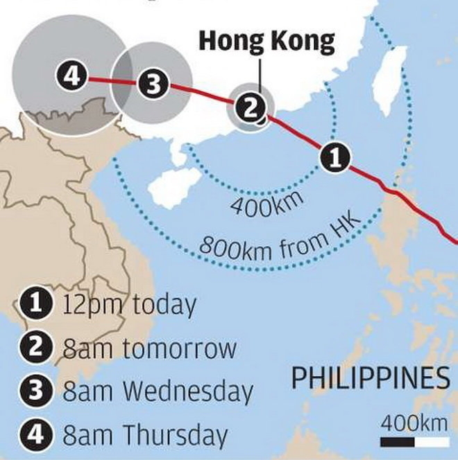 Bão tiến gần Hong Kong, Việt Nam sẽ bị ảnh hưởng 