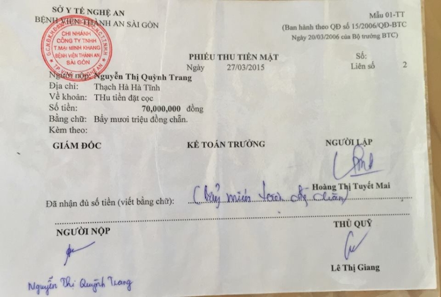 Bệnh viện nợ lương, nợ lương, tiền thế chân, Bệnh viện Đa khoa Thành An Sài Gòn