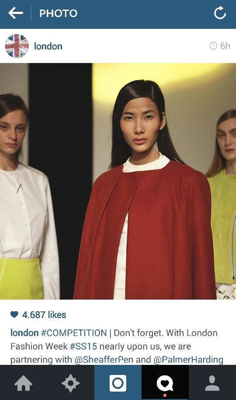 Hình ảnh của cô xuất hiện trên trang Instagram của nước Anh khi nói về London Fashion Week.