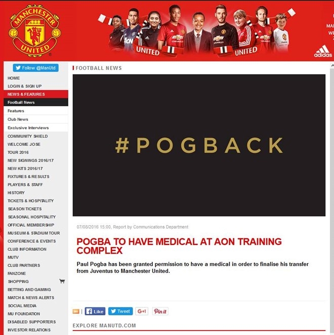MU xac nhan Pogba chinh thuc tro lai hinh anh 1