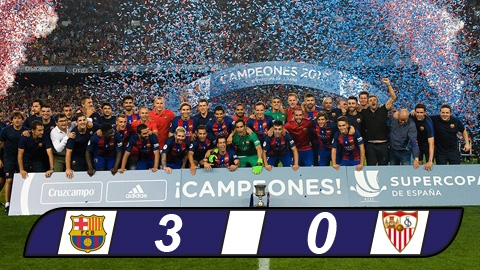 Barca lại vùi dập Sevilla để giành Siêu cúp Tây Ban Nha