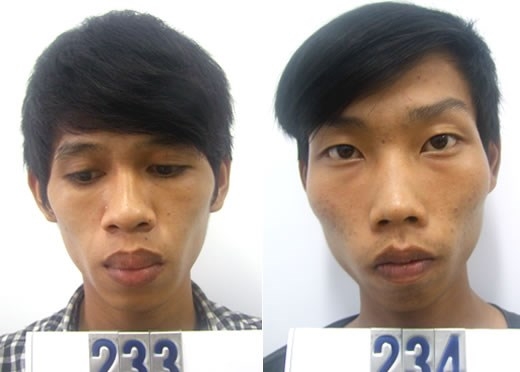 Quýt (bên trái) và Quang bị bắt /// Nguyễn Tú