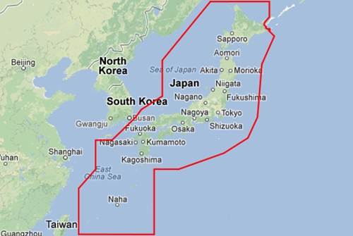 Vùng nhận dạng phòng không Nhật Bản. Đồ họa: Wiki Map.