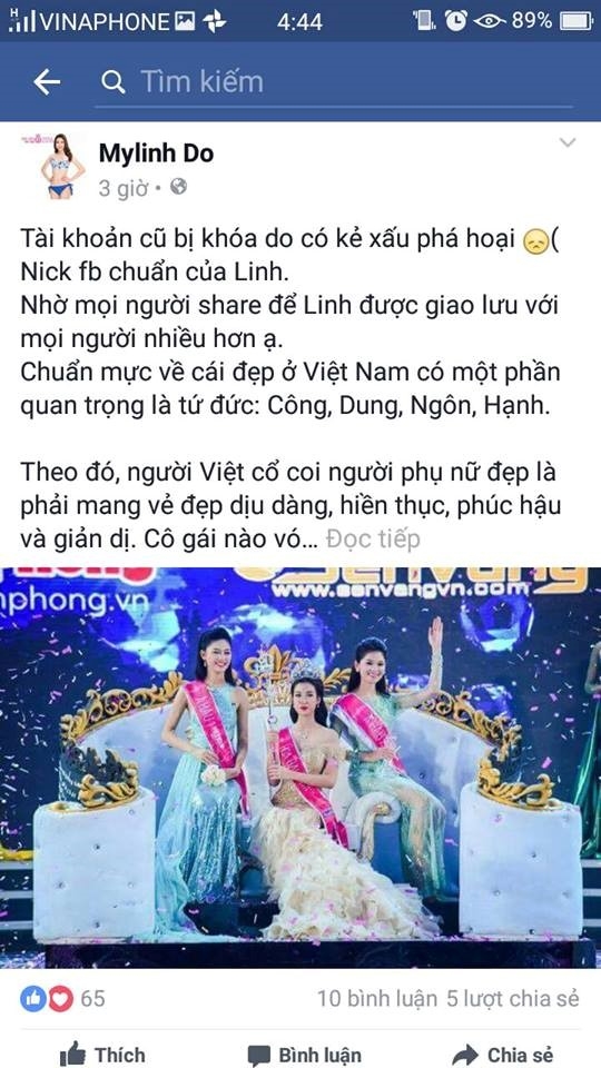 Xuat hien hang loat Facebook mao danh tan Hoa hau VN 2016 hinh anh 2
