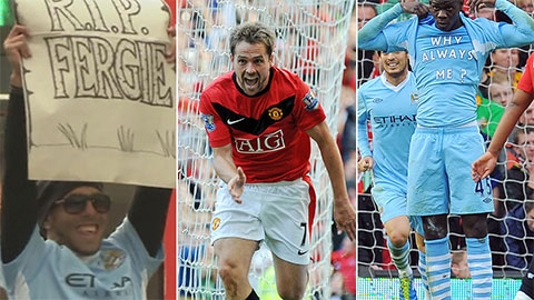 10 khoảnh khắc điên rồ về trận derby máu lửa thành Manchester