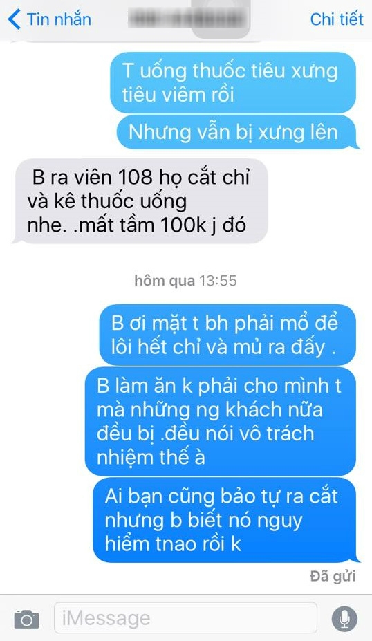cô gái trẻ thẩm mỹ má lúm bị hỏng