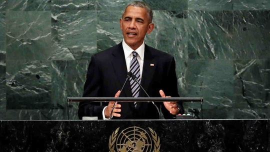  Tổng thống Mỹ Barack Obama phát biểu tại Đại Hội đồng Liên Hiệp Quốc. Ảnh: AP 