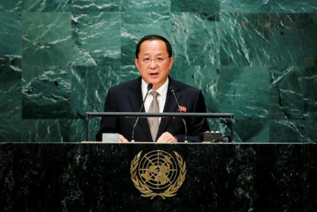  Ngoại trưởng Triều Tiên Ri Yong-ho phát biểu hôm 23-9. Ảnh: Reuters 