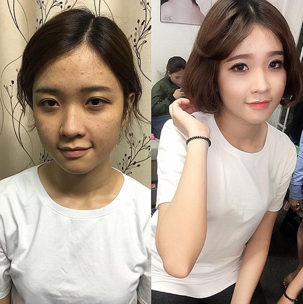 chị em lột xác sau khi trang điểm