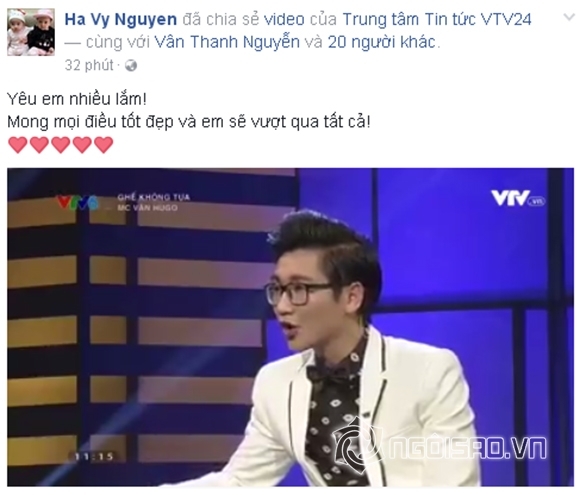 Vân hugo, vân hugo bị hỏng mắt, sao việt động viên vân hugo, MC Vân Hugo, Thanh Vân Hugo, sao việt