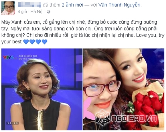 Vân hugo, vân hugo bị hỏng mắt, sao việt động viên vân hugo, MC Vân Hugo, Thanh Vân Hugo, sao việt