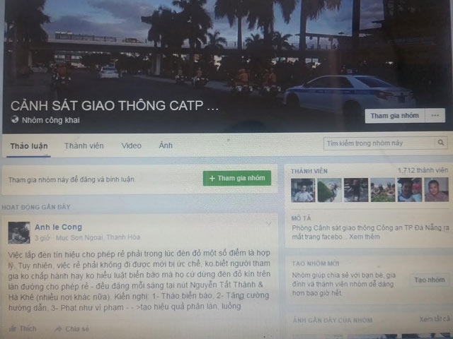 lap facebook, csgt da nang nhan nhieu gop y ve un tac giao thong hinh anh 1