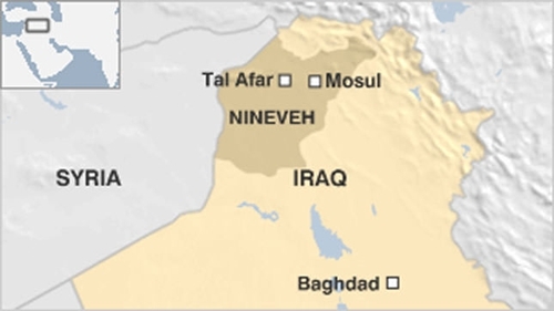 Vị trí thành phố Mosul, Iraq. Đồ họa: BBC.