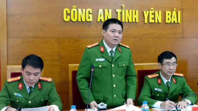  Công an tỉnh Yên Bái họp báo công bố kết quả điều tra vụ sát hại Bí thư và Chủ tịch HĐND tỉnh Yên Bái. (Ảnh: Tiến Nguyên) 