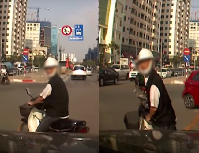 Clip: Rẽ trái sai quy định, ông lão còn xuống xe chửi mắng tài xế taxi - Ảnh 1.