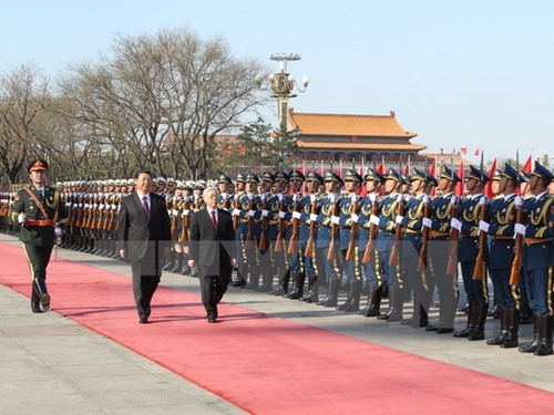 Tổng Bí thư Nguyễn Phú Trọng trong chuyến thăm hồi tháng 4/2015 theo lời mời của Chủ tịch Trung Quốc Tập Cận Bình.