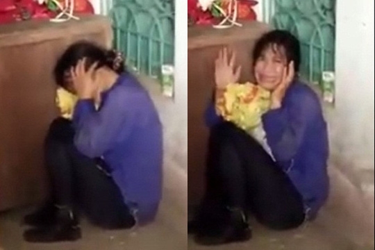  Người phụ nữ nghi bắt cóc trẻ em ở huyện Vĩnh Bảo có biểu hiện thần kinh không ổn định (ảnh cắt từ clip) 