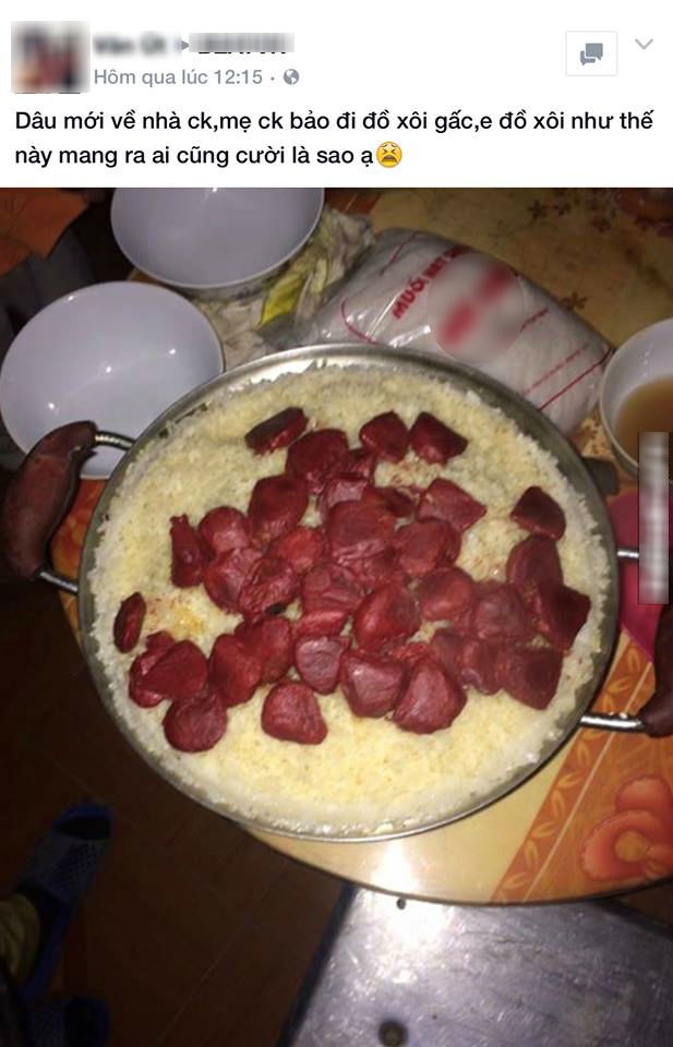 Lại thêm một nàng dâu mới gặp tai nạn nấu ăn: Đồ xôi một đằng, gấc 1 nẻo khi về nhà chồng - Ảnh 1.
