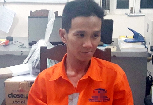 Nghi can Huỳnh Ngọc Phương tại cơ quan điều tra. Ảnh: C.A