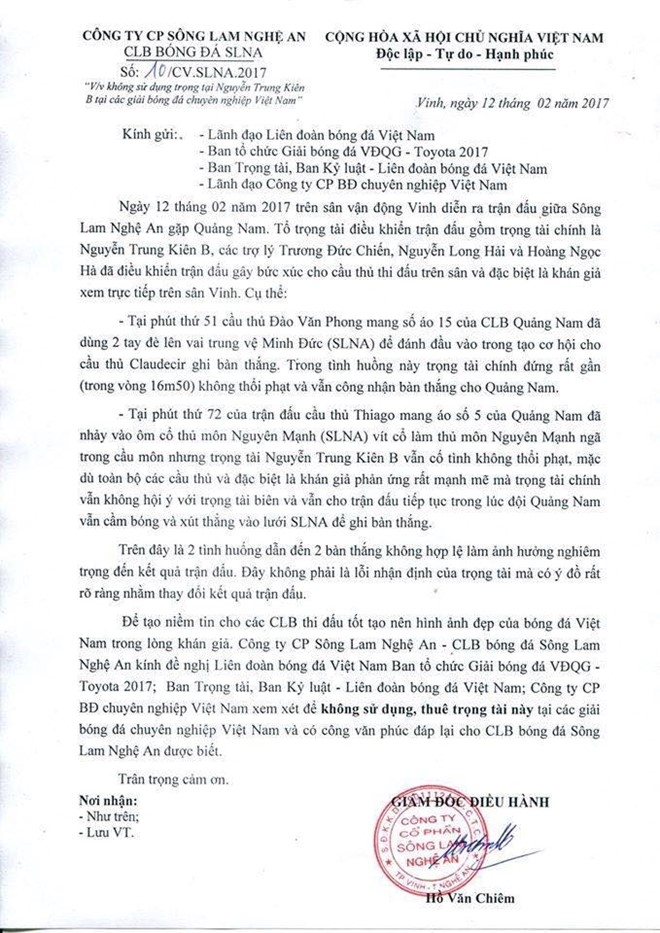 Trong tai Trung Kien goi dien xin loi SLNA hinh anh 2