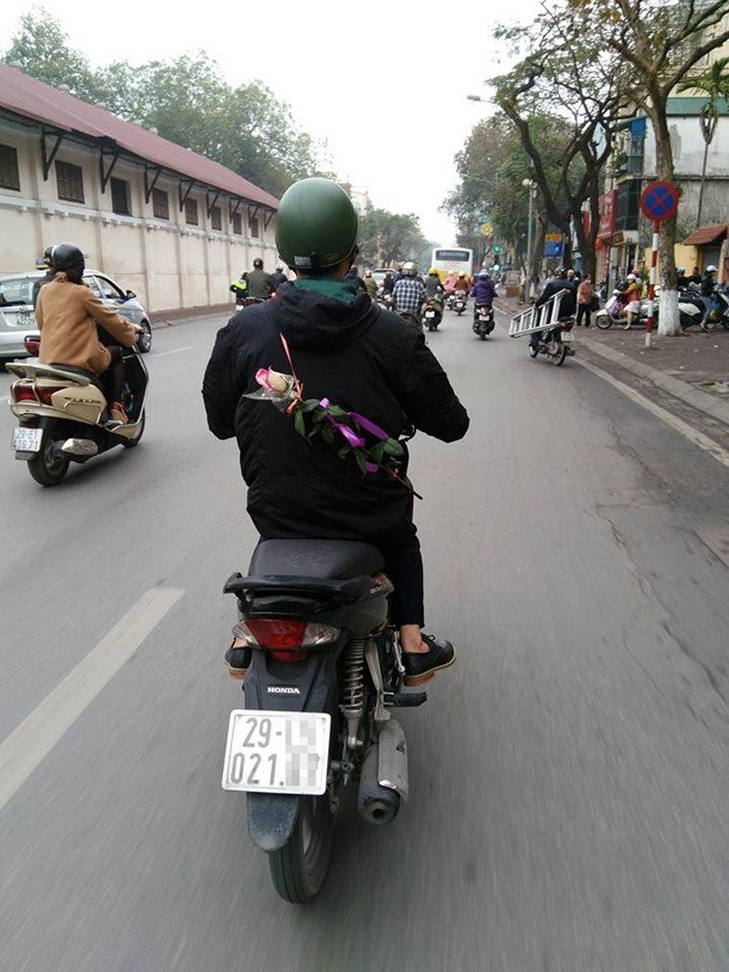 Bức ảnh 'chở một nhành hoa' gây sốt ngày lễ Tình nhân