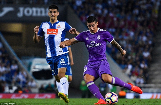  James Rodriguez đã ghi bàn trong chiến thắng 2-0 trước Espanyol ở lượt đi 
