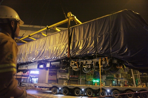 4 toa tàu Cát Linh- Hà Đông đã nối nhau ở đường sắt trên cao hình ảnh 5 4 toa tau cat linh- ha dong da noi nhau o duong sat tren cao hinh anh 5