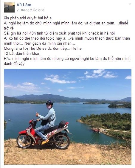 Hai chang trai chay xe tu TP.HCM ra Ha Noi trong 28 tieng hinh anh 1
