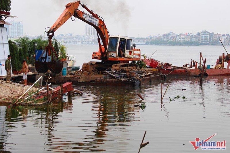 rác thải, hồ Tây, nhà nổi, di dời nhà nổi, Hà Nội