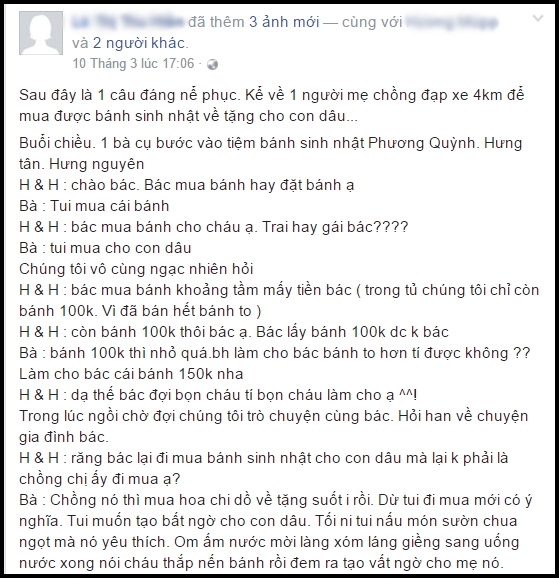 Bà mẹ chồng thế kỷ đạp xe 4 km mua bánh sinh nhật tặng con dâu khiến chị em trầm trồ ngưỡng mộ - Ảnh 1.