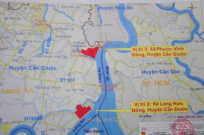 Hai vị trí ưu tiên đặt Nhà máy nhiệt điện Long An /// Ảnh: CTV