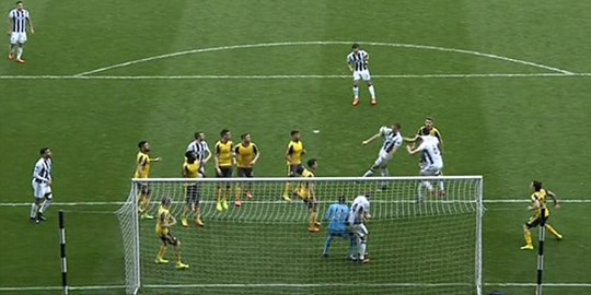 Có tới 9 cầu thủ Arsenal đứng yên nhìn hậu vệ Craig Dawson của West Brom ghi bàn