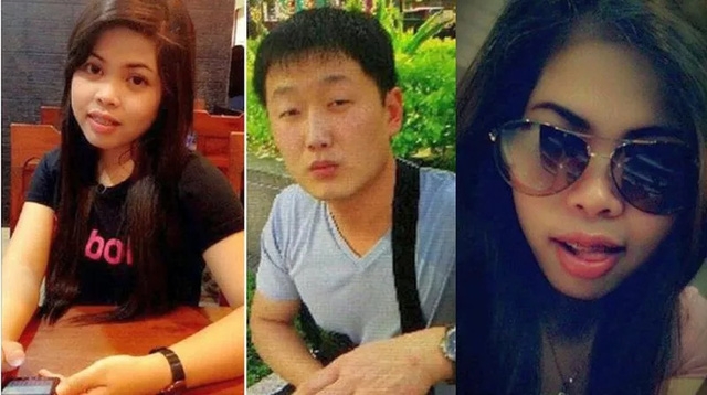 Nữ nghi phạm Indonesia Siti Aishah và nghi phạm Triều Tiên Ri Ji U có tên gọi James (giữa). (Ảnh: Getty) 