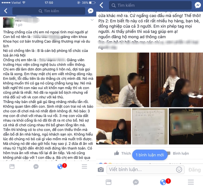 Vu bat qua tang chong khong co tien nuoi con nhung van dan bo di khach san sang: Da tam dinh chi cong tac voi co bo giang vien!