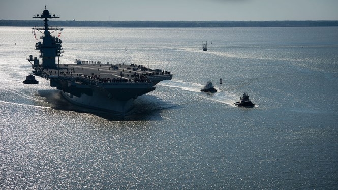 Chuyến đi biển đầu tiên của siêu tàu sân bay USS Gerald R.Ford /// Ảnh: U.S Navy