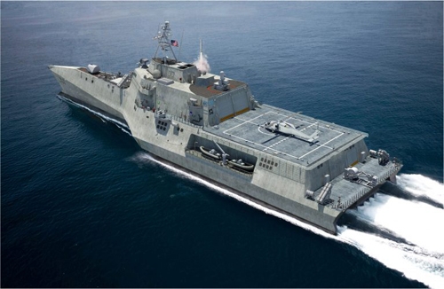 Thiết kế tàu LCS một thân gắn tên lửa vượt đường chân trời của Lockheed. Ảnh