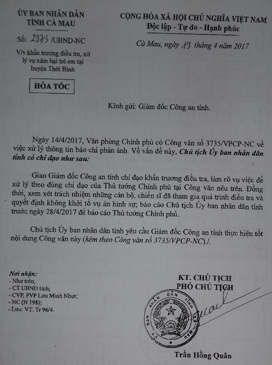 vu be gai tu tu sau khi to bi xam hai: xem xet trach nhiem nhung can bo lien quan hinh anh 1