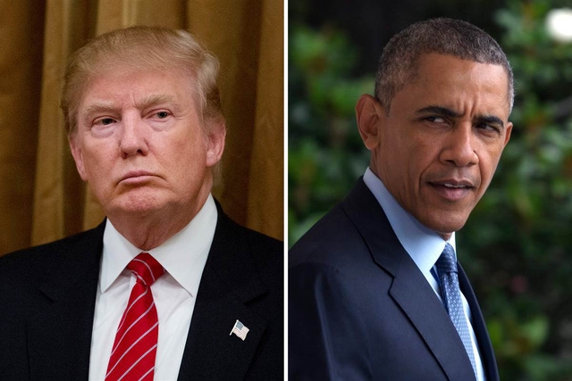  Tổng thống Mỹ Donald Trump (trái) và người tiền nhiệm Barack Obama. (Ảnh: Getty) 