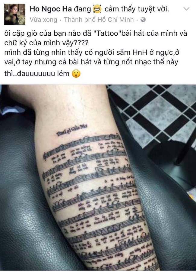 Hồ Ngọc Hà choáng với fan cuồng xăm cả lời bài hát và chữ kí của mình lên chân - Ảnh 1.