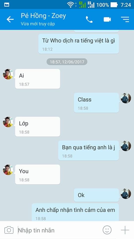 OK, anh chấp nhận tình cảm của em.